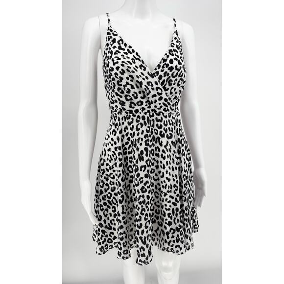 Express Dresses & Skirts - Express White Leopard Print Satin Mini Dress Size M
